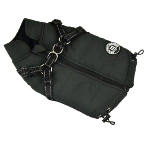 New Pets Fashion grå vinterjacka med inbyggd sele