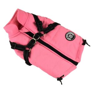 New Pets Fashion rosa vinterjacka med inbyggd sele